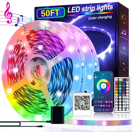 [RGB LED Light Strip] 37/500044-Key LED Smart Light Strip, RGB Multi-Color Adjustable, Music Synchronized Color Change, Suitable for Living Room And Bedroom Decoration