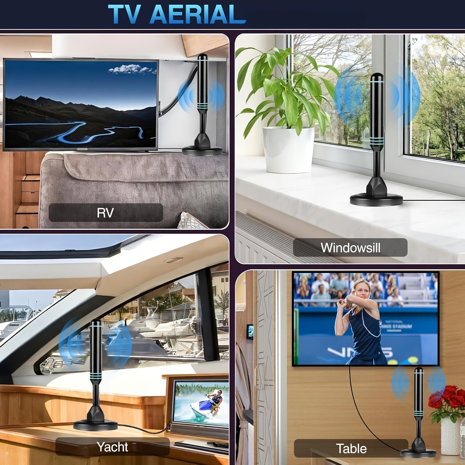10Ft Coax Digital Tv Antenna | Indoor Hd Tv Antenna For Smart Tv And Old Tv, Supports 4K 1080P With Signal Booster, Long Range For Local Channels