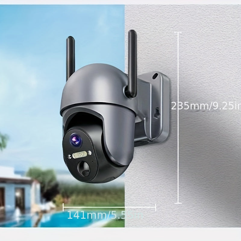 Solar Camera Wireless WiFi Surveillance Camera Security Camera V380 Outdoor 4G Surveillance Dual Lens Dual Picture HD Full Color 360 Degrees No Dead Angle Outdoor Camera Mobile Phone Remote Traffic Free Solar Panel Cloud Storage +TF Card, Property