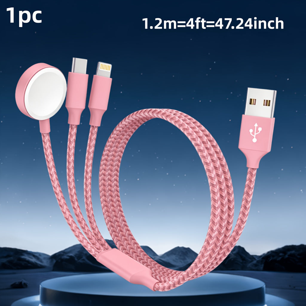 MPATIBY 3in 2 Multi Charging Cable for Apple Watch Charger Fast Charging, Portable USB A/C for iWatch &For iPhone Charger Compatible with iWatch Ultra/Series 10/9/8/7/6/SE2/5/4/3/2 & iPhone 17/16/15/14/Galaxy