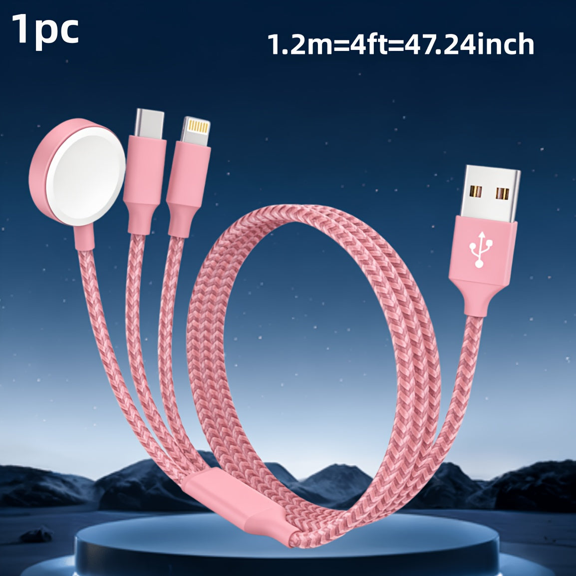 MPATIBY 3in 2 Multi Charging Cable for Apple Watch Charger Fast Charging, Portable USB A/C for iWatch &For iPhone Charger Compatible with iWatch Ultra/Series 10/9/8/7/6/SE2/5/4/3/2 & iPhone 17/16/15/14/Galaxy