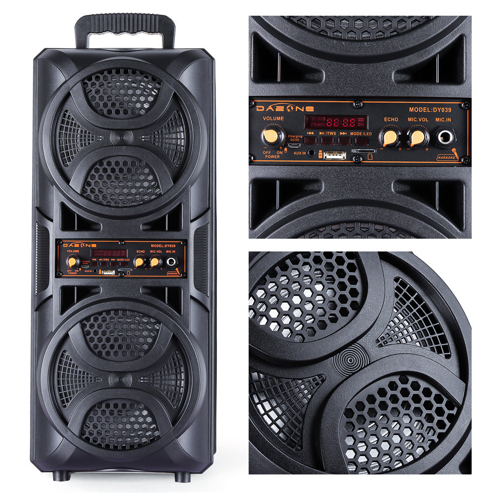 3000w Portable Wireless Bluetooth Speaker Sound System Party Dj karaoke Dual 6.5" Woofer Speaker Led Light With Microphone Rechargeable USB FM AUX TF TWS With a Pull Rod and Wheels Outdoor Speaker