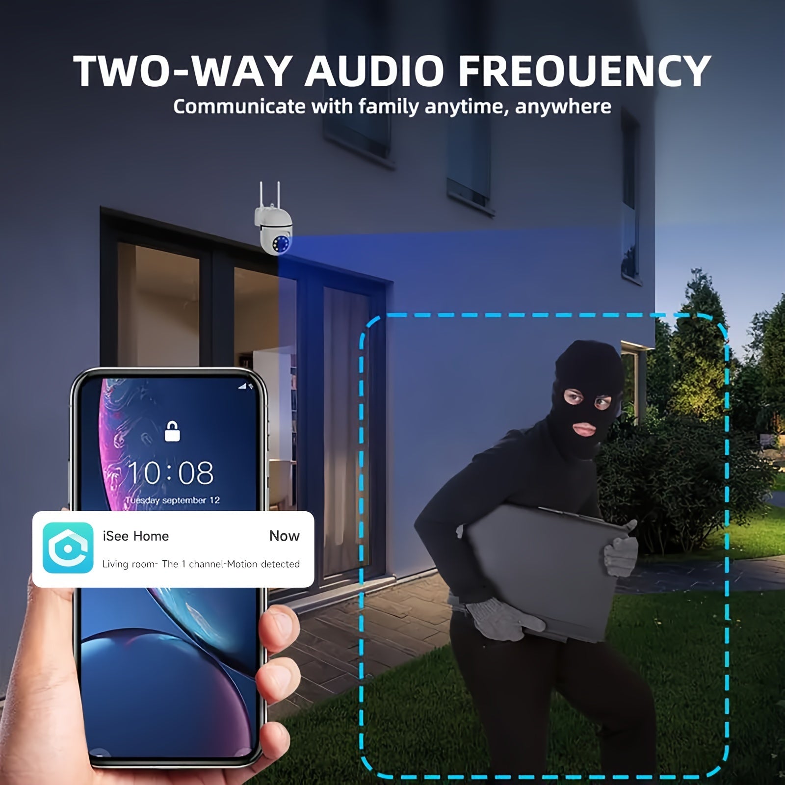 [Wireless Camera] 2pcs Wireless Camera, AI Motion Detection, Dual-Band Wifi, 355° Pan And Tilt, Video, Two-Way Audio, Full Color Night Vision, Cloud And SD Storage