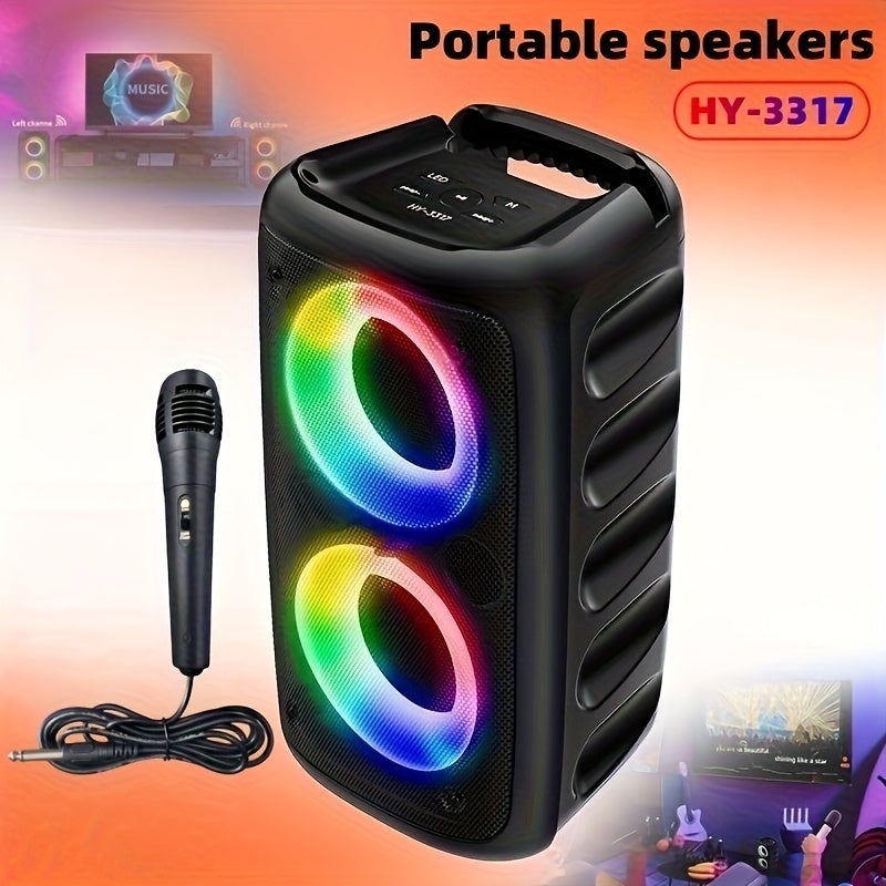 HY-3317 Wireless Speaker with Microphone, Large Speaker, Portable Speaker, Subwoofer, Outdoor Wireless Speaker, for Party Disco Lights, TWS, TF, AUX, MIC, Suitable for Party Use