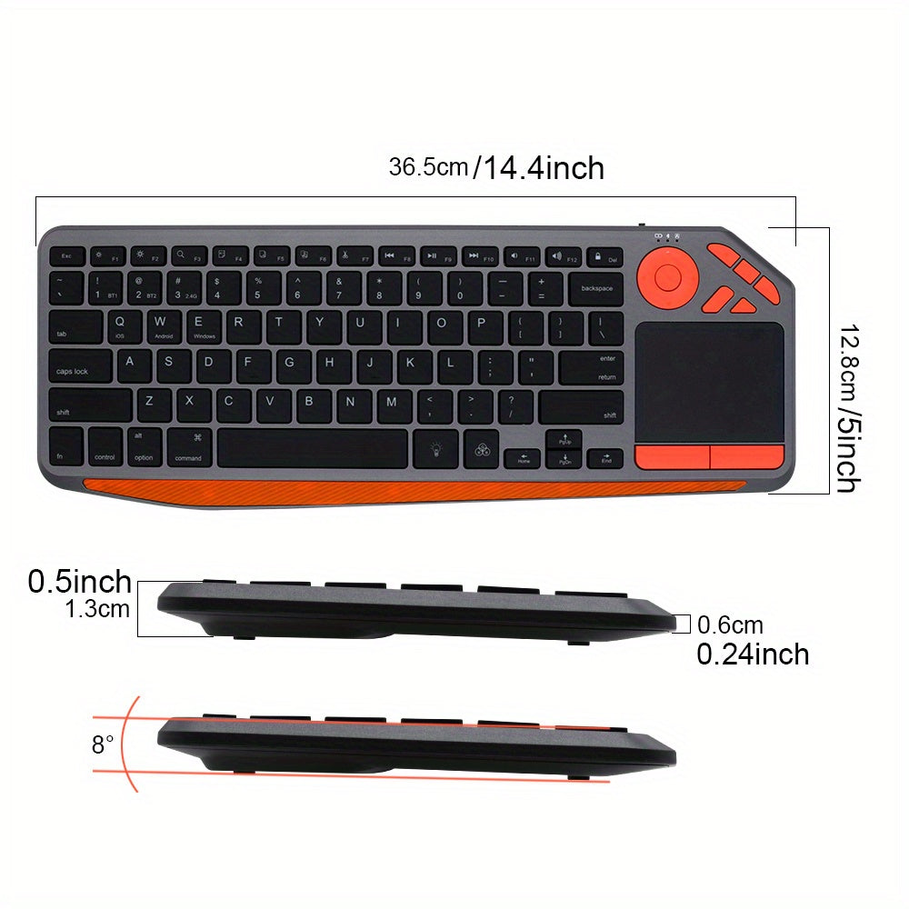 Wireless 2. 4G Wireless Touch Dual-Mode Keyboard Computer Tablet Smart TV Keyboard Multimedia Hot Key Keyboard Colorful Luminous Keyboard