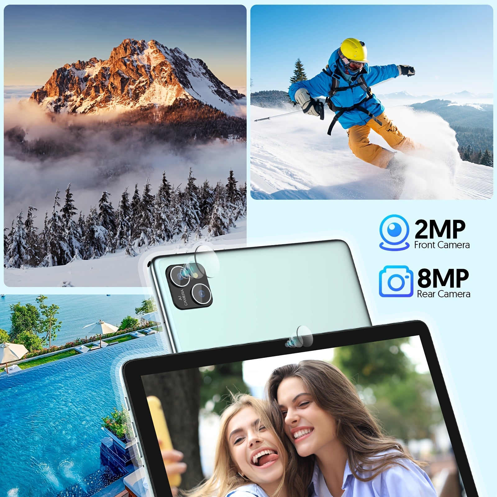 10-Inch Android 14 Tablet, 128GB 8 (4+4 Expandable) GB with 1TB Expansion, Octa-Core CPU, 8000Mah Battery, 5G Wifi 6, 2MP + 8MP Dual Cameras, 1280X800 FHD IPS, Optional Additions: Tablet with Keyboard Set/ Standalone Tablet, Tablet, Pad, Tablet, Pad