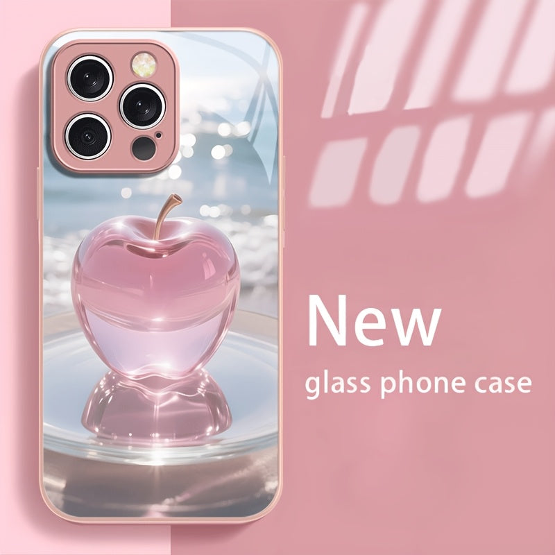 Phone Case - Phone Case: Metallic Paint Tempered Glass Phone Case New Pink Series Compatible with Iphone 17/17 Pro Max/17 Air/17 Pro/16E/16 Pro Max/16 Pro/16 Plus/16/15 Pro Max/15 Pro/15 Plus/15/14 Pro Max/14 Pro/14 Plus/14/13 Pro Max/13 Pro/13/12 P