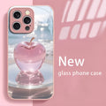 Phone Case - Phone Case: Metallic Paint Tempered Glass Phone Case New Pink Series Compatible with Iphone 17/17 Pro Max/17 Air/17 Pro/16E/16 Pro Max/16 Pro/16 Plus/16/15 Pro Max/15 Pro/15 Plus/15/14 Pro Max/14 Pro/14 Plus/14/13 Pro Max/13 Pro/13/12 P
