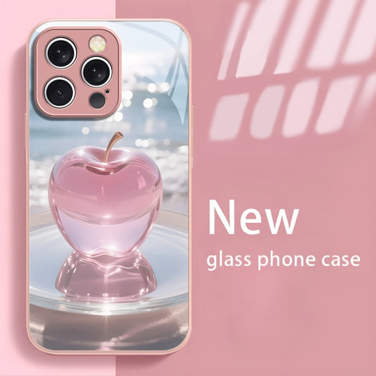 Phone Case - Phone Case: Metallic Paint Tempered Glass Phone Case New Pink Series Compatible with Iphone 17/17 Pro Max/17 Air/17 Pro/16E/16 Pro Max/16 Pro/16 Plus/16/15 Pro Max/15 Pro/15 Plus/15/14 Pro Max/14 Pro/14 Plus/14/13 Pro Max/13 Pro/13/12 P