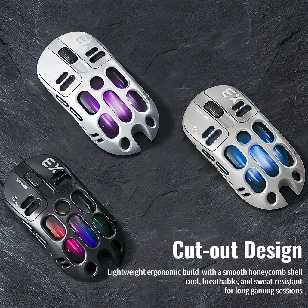 RGB Wireless Gaming Mouse - T-WOLF Rechargeable BT5.0 + 2.4G Dual-Mode Mouse, Silent 6-Button Full-Size Ergonomic Comfort for Extended Work & Gaming, Computer & Gaming Accessories, Cool RGB Desk Setup, Back to School Gift