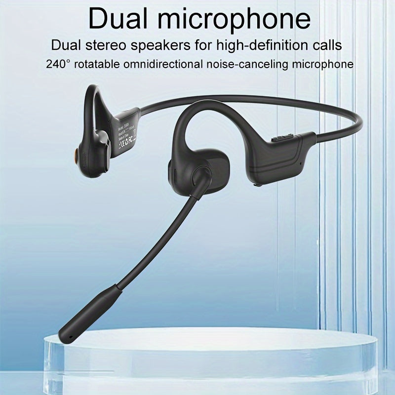 Open-air Conduction Earphones with Dual Microphones, Wireless Earphones with ENC Noise-canceling Microphones for Calls, Work, Driving, Online Meetings, Outdoor Cycling, 10-hour Playback Time, Business Earphones