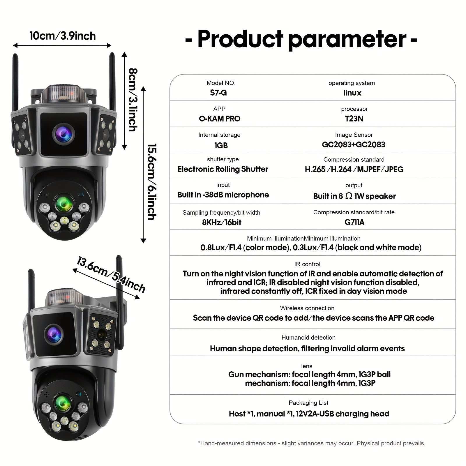 Dual Lens 3 Scene Outdoor Indoor Security Camera, Wifi, 355° Pan Tilt, Color Night Vision, AI Motion Sensor Alarm, Remote Monitoring, Cloud Storage & SD Card (Up to 256GB) Camaras De Seguridad Para Casa