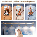 6-Pack / 3-Pack Rechargeable Picture Lights for Wall, Battery Operated Magnetic LED Art Display Lights with Remote Control, 3 Color Temperature, Dimmable and Timer Function, Golden, Perfect for Picture Frames, Hallway, Living Room, Bedroom, Gallery