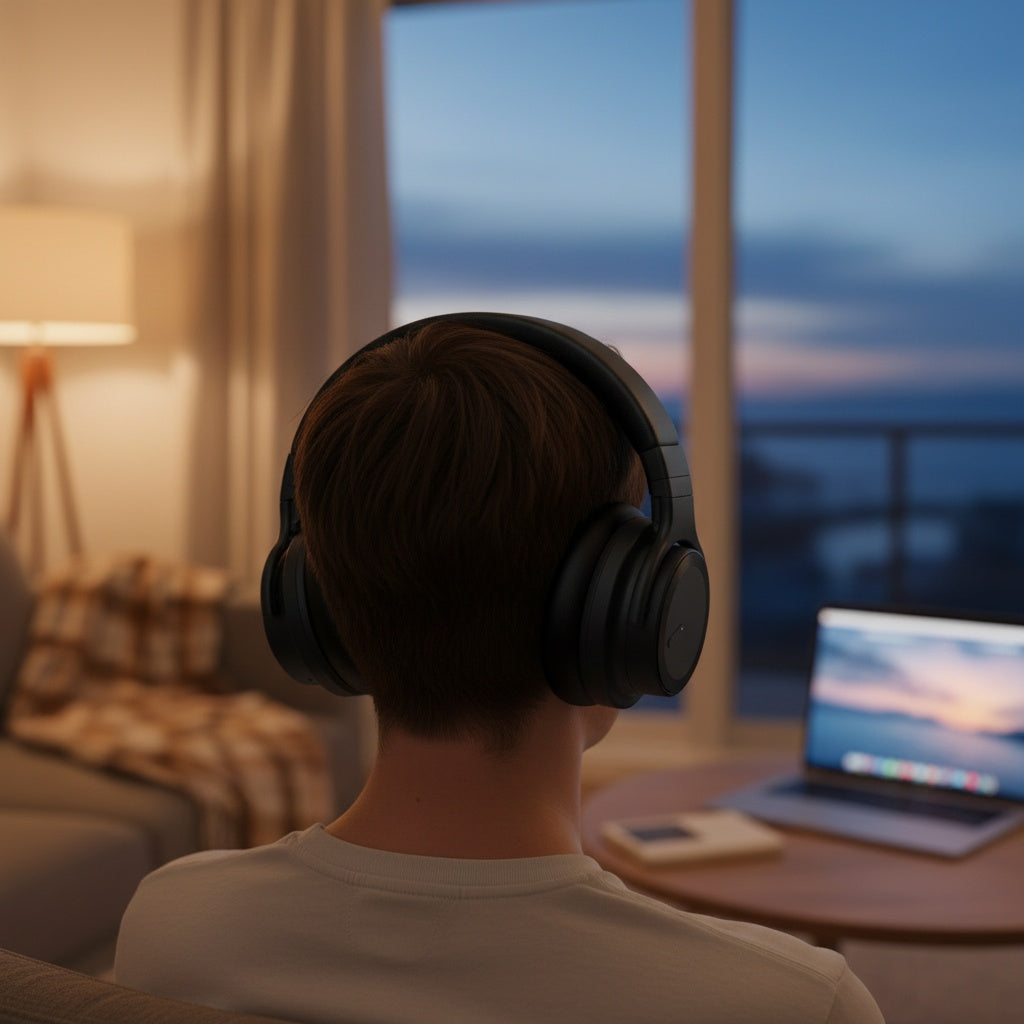 Active Noise Cancelling Headphones Wireless Headphones with Rich Bass, Clear Calls, 30 Hours Playtime, Comfort Fit, Black