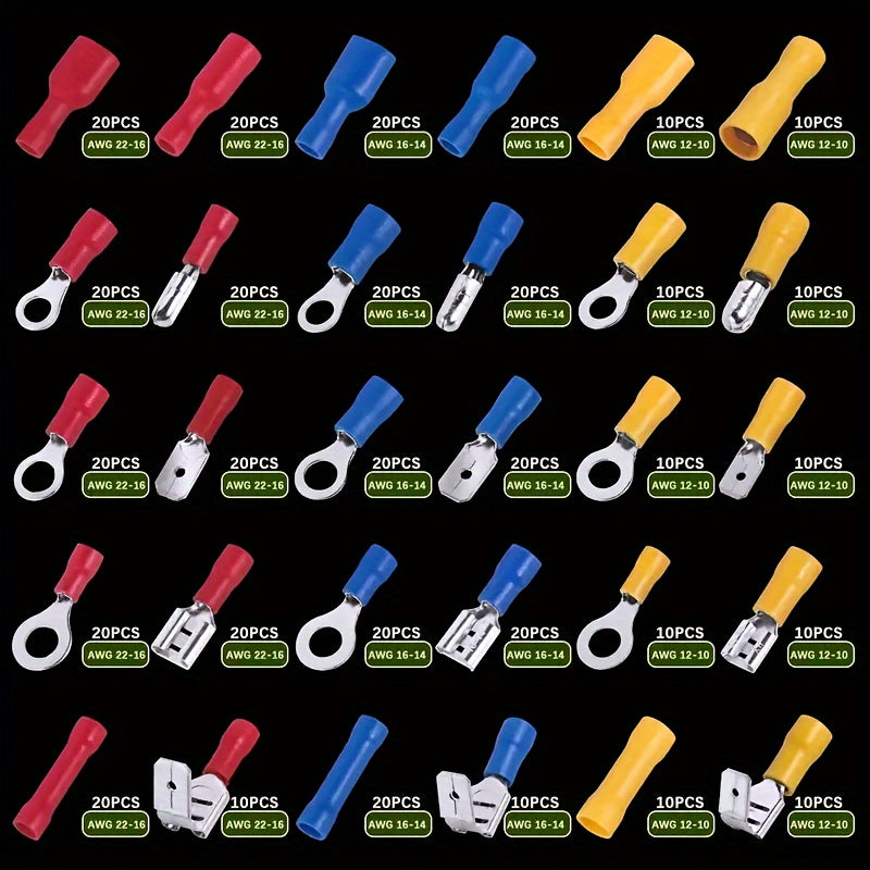 [Wire Terminals Kit] 480pcs Cold Crimped Wire Terminals Kit | Various Insulated Cable Connectors, Wire Crimped Docking & Automotive Accessories Combination Box