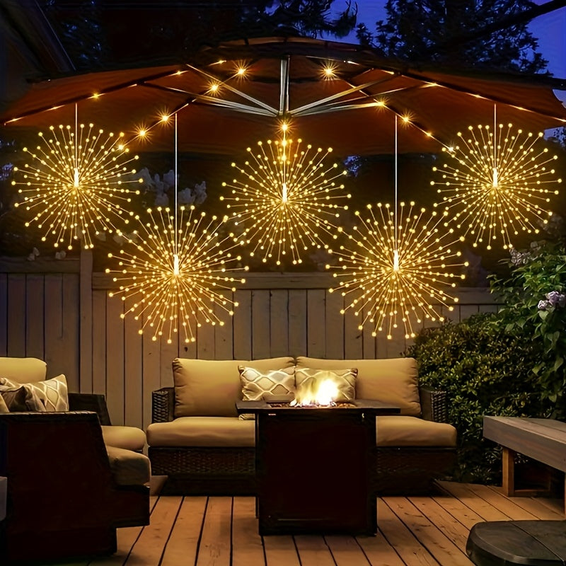 [Christmas] 4/5pcs Solar Starburst Lanterns with Remote Timer -8 Modes, Adjustable Brightness, 240/360/480 LEDS, Fairy Lights for Yard, Party Tents, Christmas - Pure Copper Wire, Outdoor Lighting | Starburst Design | Durable Outdoor Lights