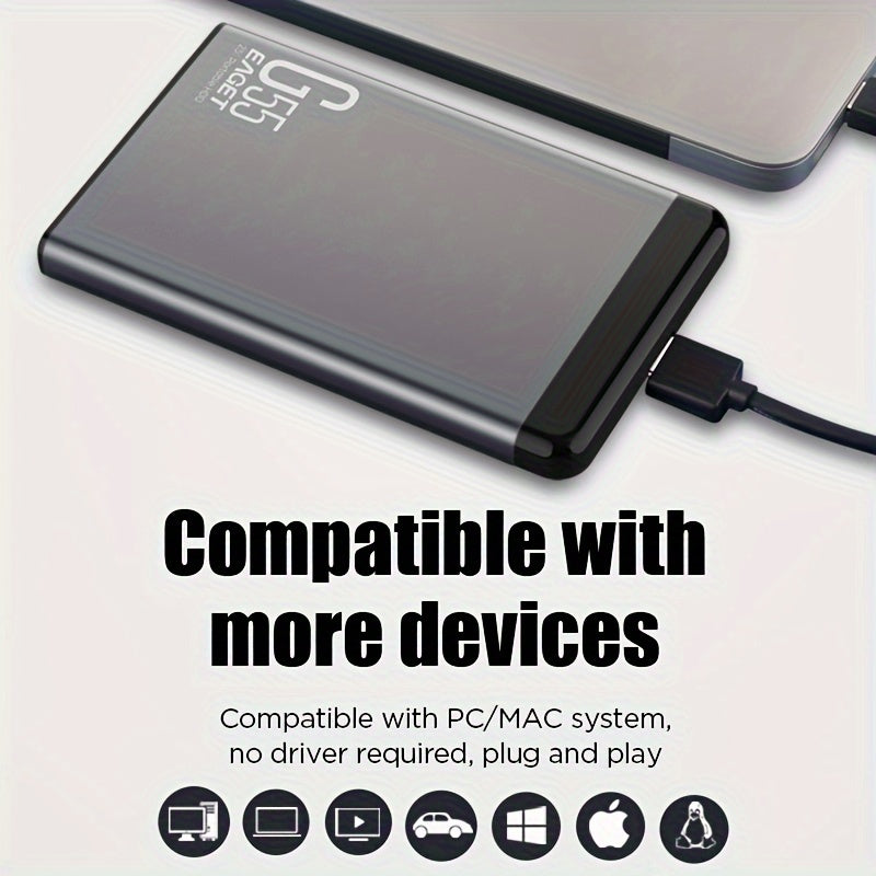 Eaget G55 High-Speed Portable External Hard Drive - Metal Enclosure HDD Durable Mobile Storage Device, USB 3.0, Plug & Play, 500GB Available, Ideal for Pcs, Macbook, Ps4/5, Xbox, for Smart Tvs