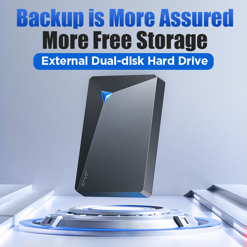 G20pro EAGET 1TB USB3.0 Portable Hard Drive, Dual-Disk Design, 5GB/s Transfer Speed, 2.5inh External Mechanical Hard Drive, Plug & Play, Wide Compatibility for PC, Laptop, Mac, Business & Home Use, Data Backup, Sleek Design, Reliable Storage
