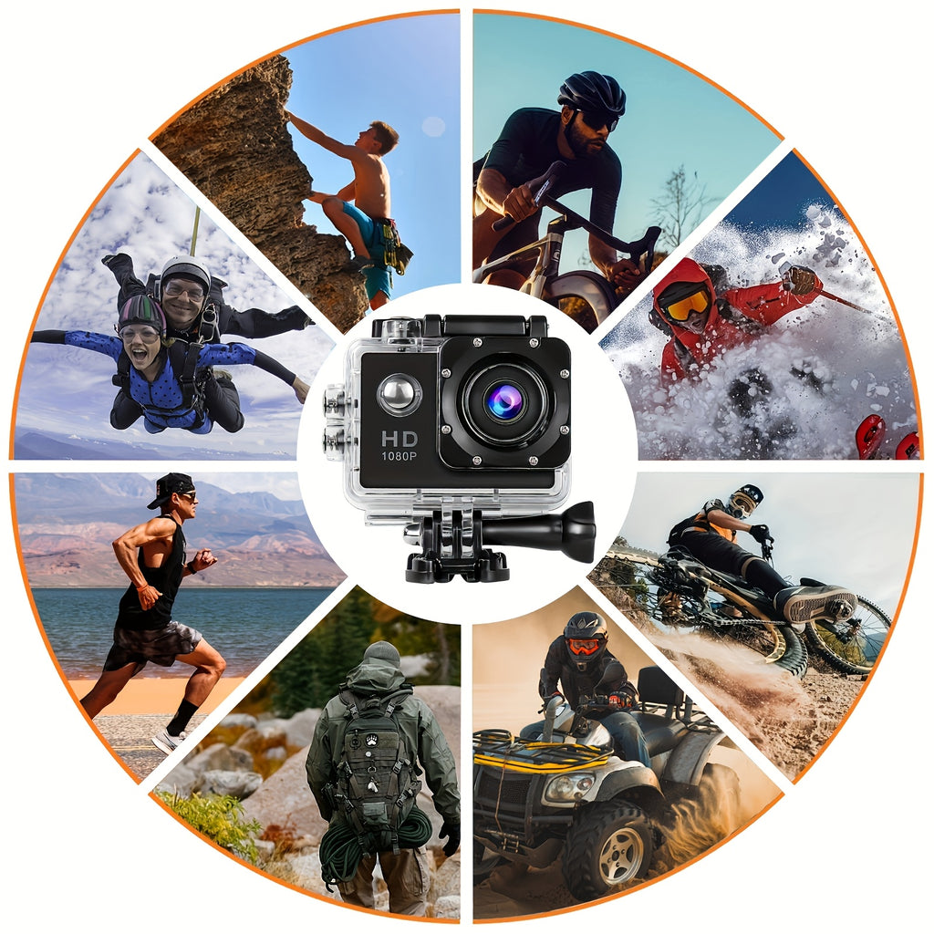 HD 1080P Action Camera for Outdoor Sports, Featuring a 2.0-Inch LCD And 170° Wide-Angle Lens, Perfect for Swimming, Rock Climbing, And Cycling. an Ideal Gift for Birthdays And Holidays