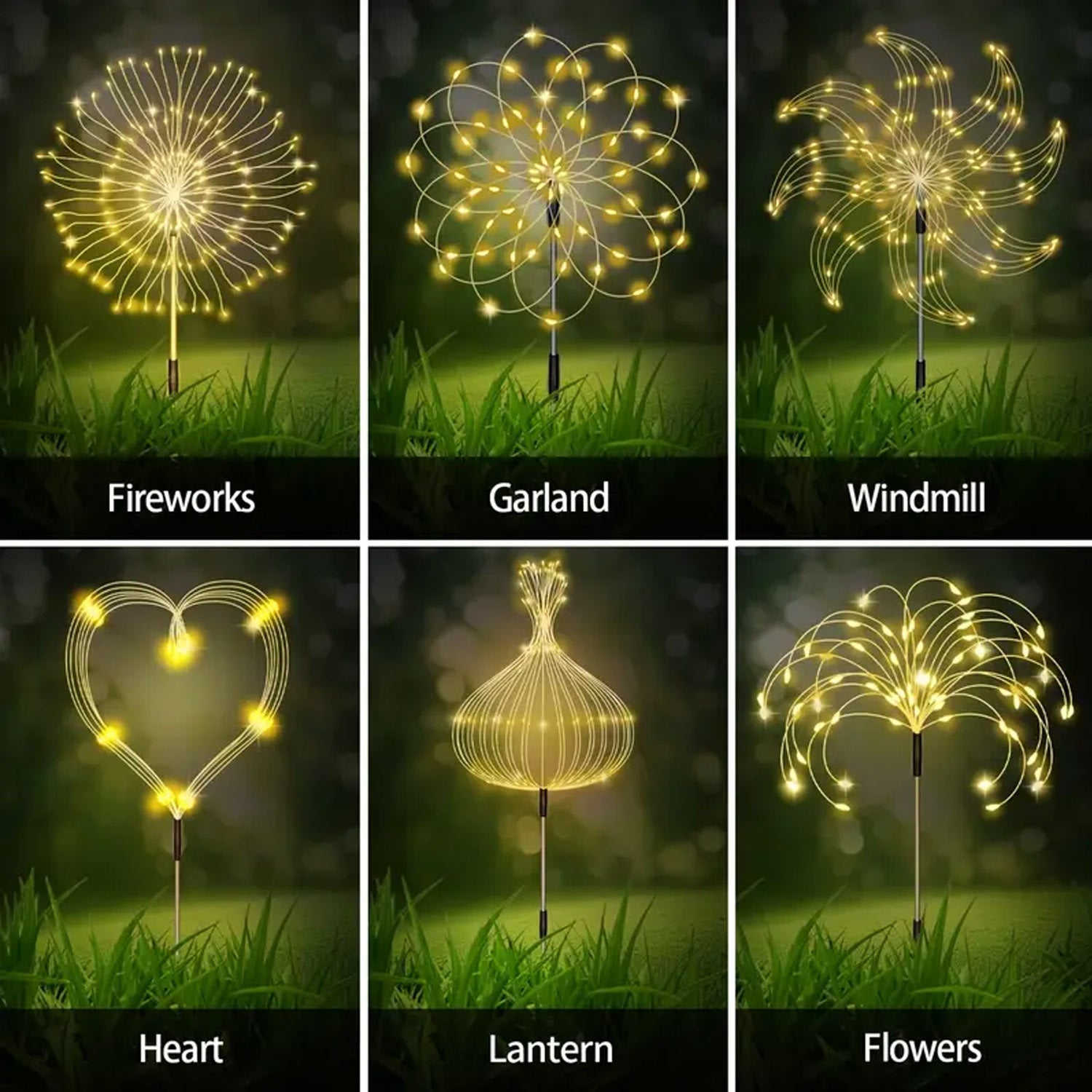 12Pack4PAack Solar Garden Decor Outdoor Lights, 8-Mode Solar Firework Lights, Christmas Outdoor Solar Garden Lights Fairy Firework Decor, Courtyard Pathway Solar Flower Pots Balcony Garden Decor