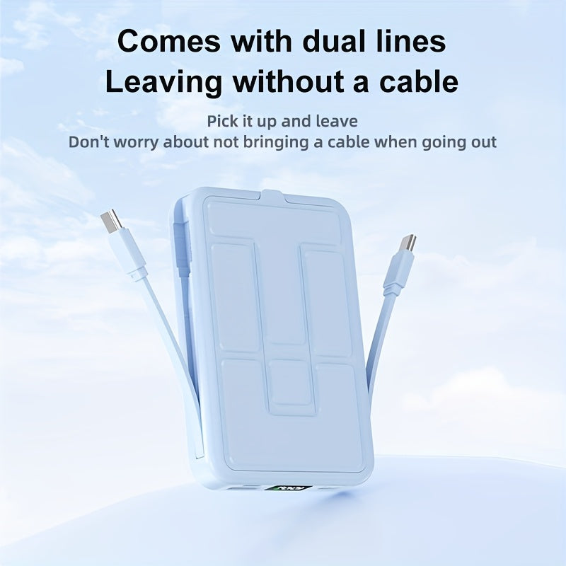 10000mAh Magnetic Power Bank, USB-C Fast Charging External Battery Pack, Built-in Data Cable, Can Charge 5 Devices And Laptops Simultaneously, with Stand - Suitable for Travel, Work, And Daily Use, Laptop, Tablet, Multi Device Charger, Travel, Hiking, Cam