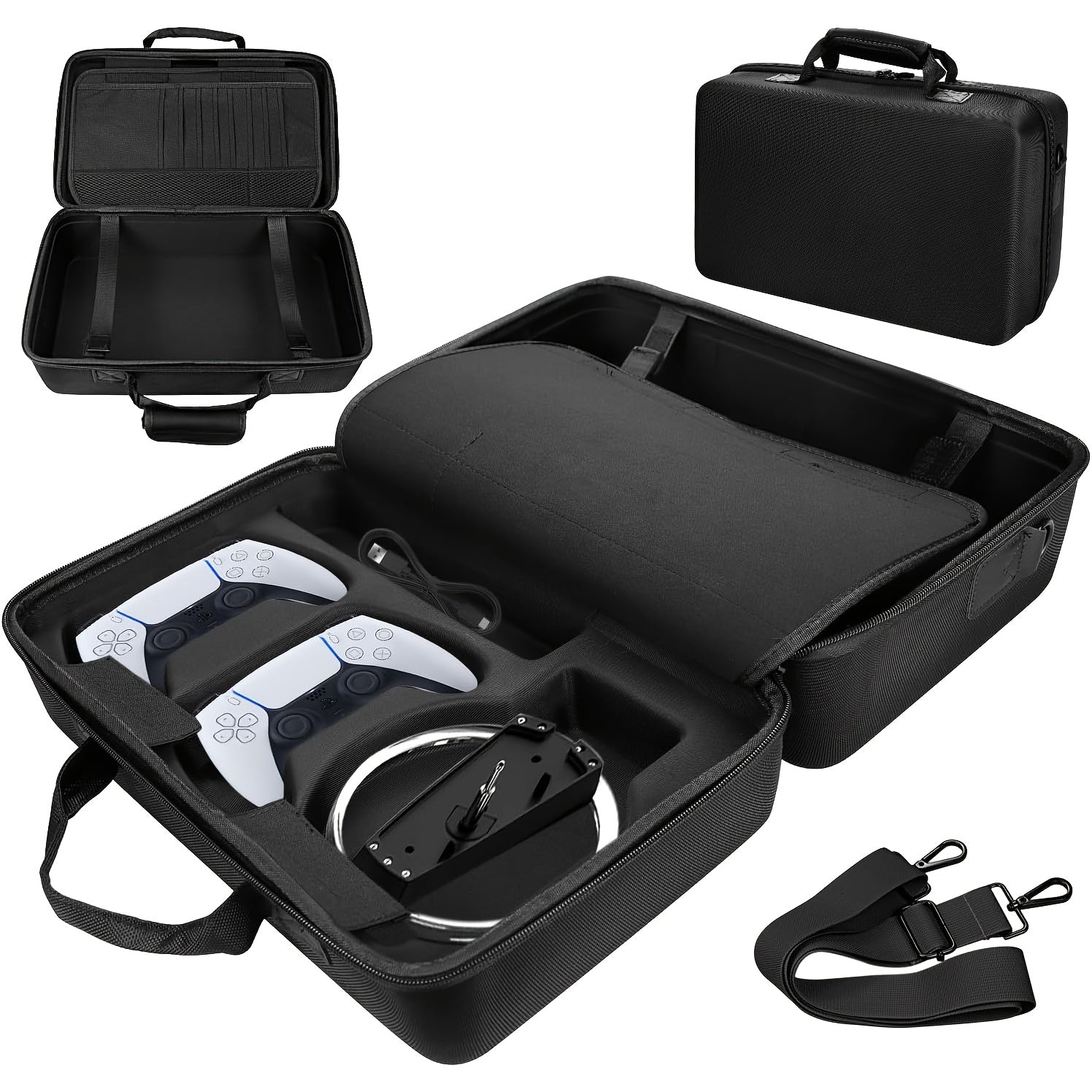 Travel Hard Shell Storage Carrying Case for PS5 Slim Console, Protective Travel Bag with Ample Space, Soft Compartment for Playstation 5 Slim Disc & Digital Edition, Gaming Additions (Digital Black/Digital Grey)