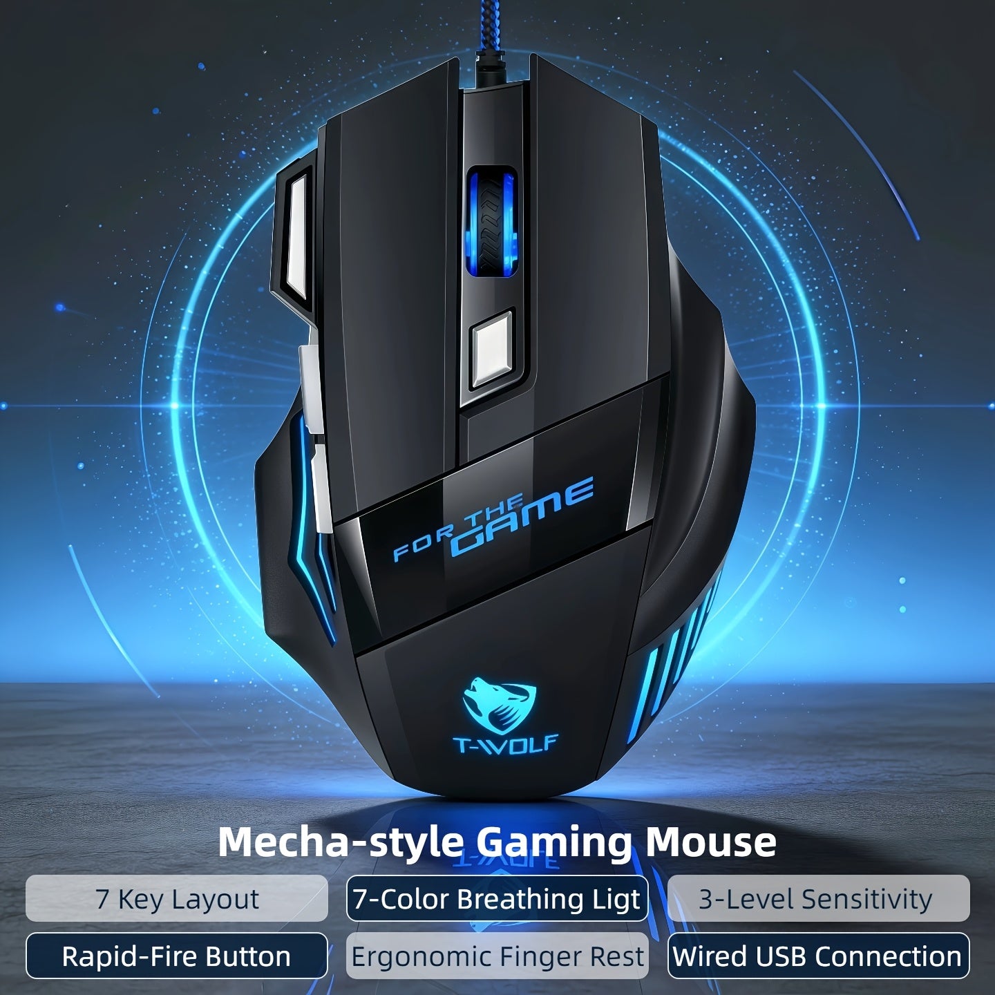 RGB Gaming Wired Mouse Pro-Grade- Ergonomic Design For Casual & Competitive Gamers, Turbo Click & Programmable Buttons, Multi-Mode Sensitivity Control, Dynamic RGB Lighting | Lightweight With Forward/Back Shortcuts - USB Plug & Play | Multiple Model