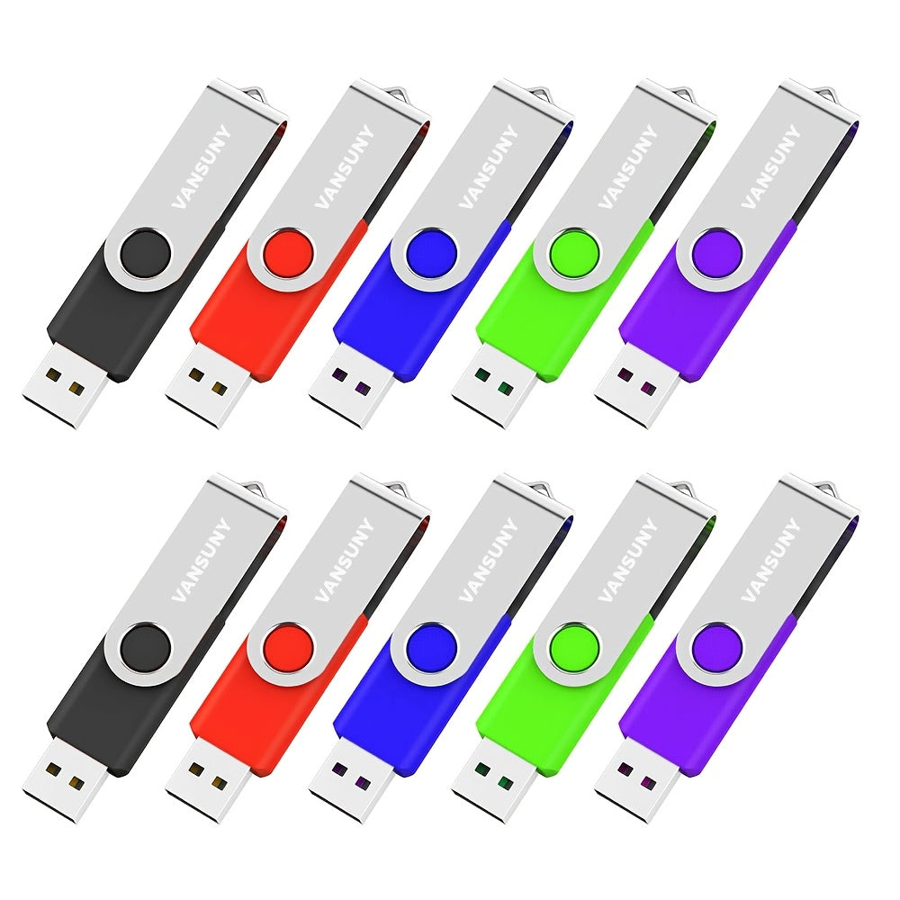 10 Pack 32GB USB Stick USB Flash Drive Thumb Drive 10 Pack 4GB/8G/32GB Swivel USB Drive Memory Stick Jump Drive USB 2.0 Flash Drive Zip Drive Pen Drive (5 Colors)