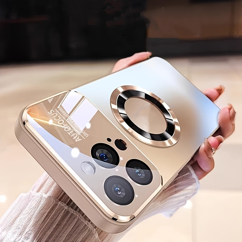 Phone Case: Luxury Matte Titanium Magnetic Wireless Charging Phone Case for iPhone 17 Air 16 15 14 13 12 11 Pro Max Plus Anti-Fingerprint Shockproof Armor Glass Lens Case, Phone Accessories, Fashion Cover, Streamlined Design, High Quality Case