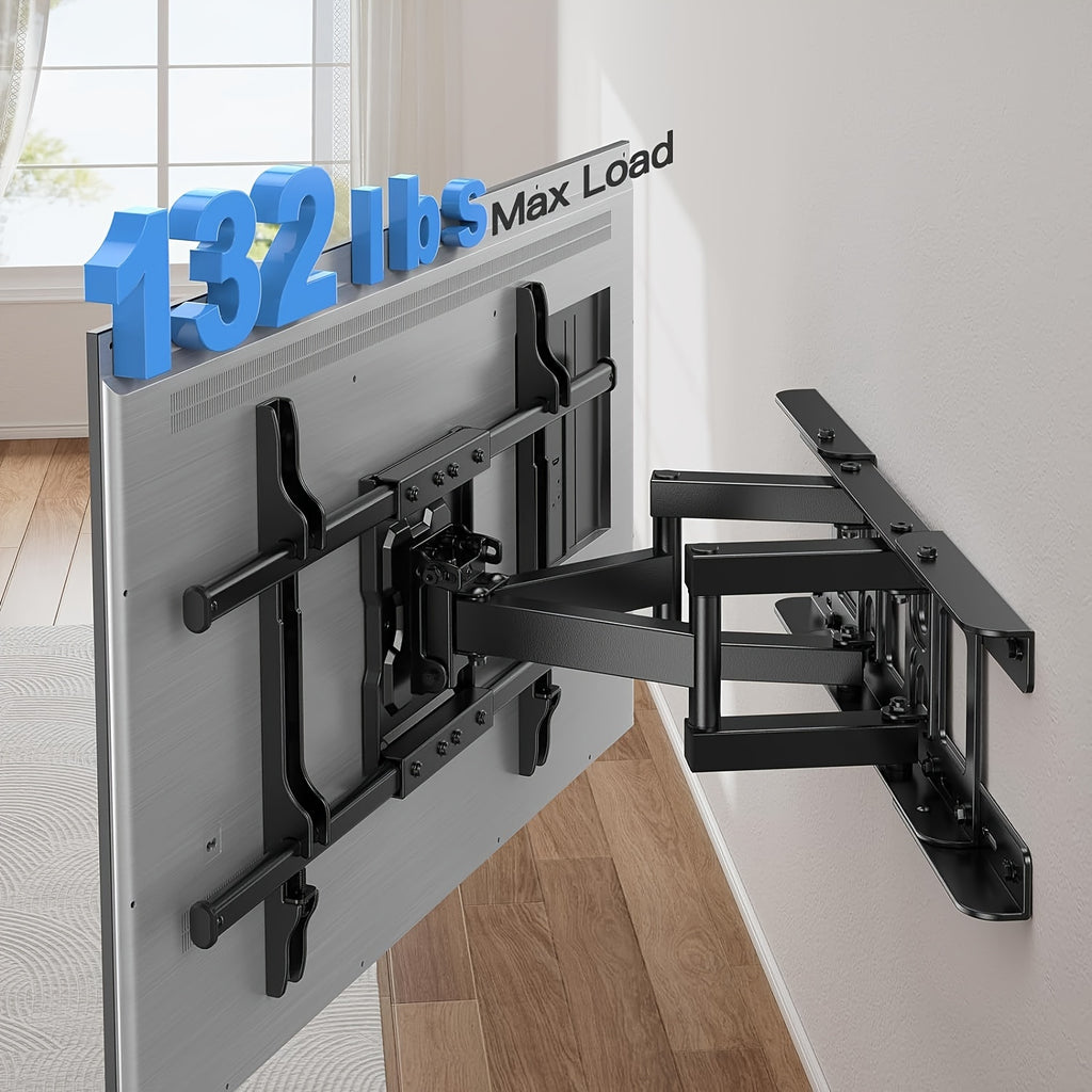 Full Motion Tv Wall Mount | Articulating Arms, Swivel, Tilt, And Rotation For Most 37-75 Inch Oled, Lcd, Led Flat And Curved Tvs, Max Vesa 600X400Mm, Extends To 24-Inch Wood Studs, Supports Up To 132 Lbs
