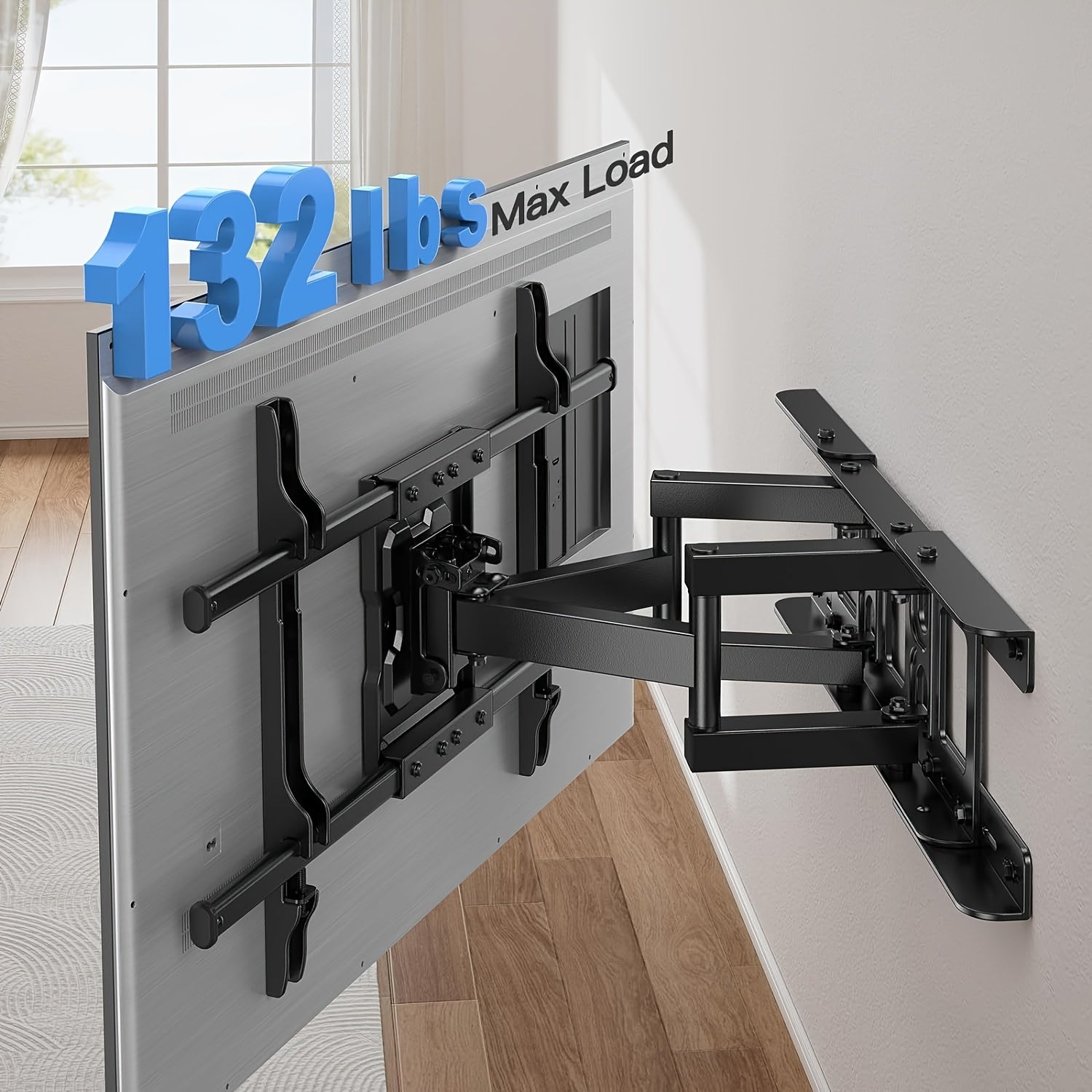 Full Motion Tv Wall Mount | Articulating Arms, Swivel, Tilt, And Rotation For Most 37-75 Inch Oled, Lcd, Led Flat And Curved Tvs, Max Vesa 600X400Mm, Extends To 24-Inch Wood Studs, Supports Up To 132 Lbs