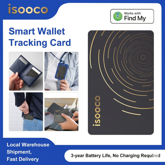 1pc/2pcs ISOOCO Ultra-thin Smart Wallet Tracking Card Item Tracker (only Supports IOS, Not Android), Portable Global Locator,, School Bag, Work Badge, Suitcase, School Bag, Handbag Finder, Used with Find My, 3-year Battery Life