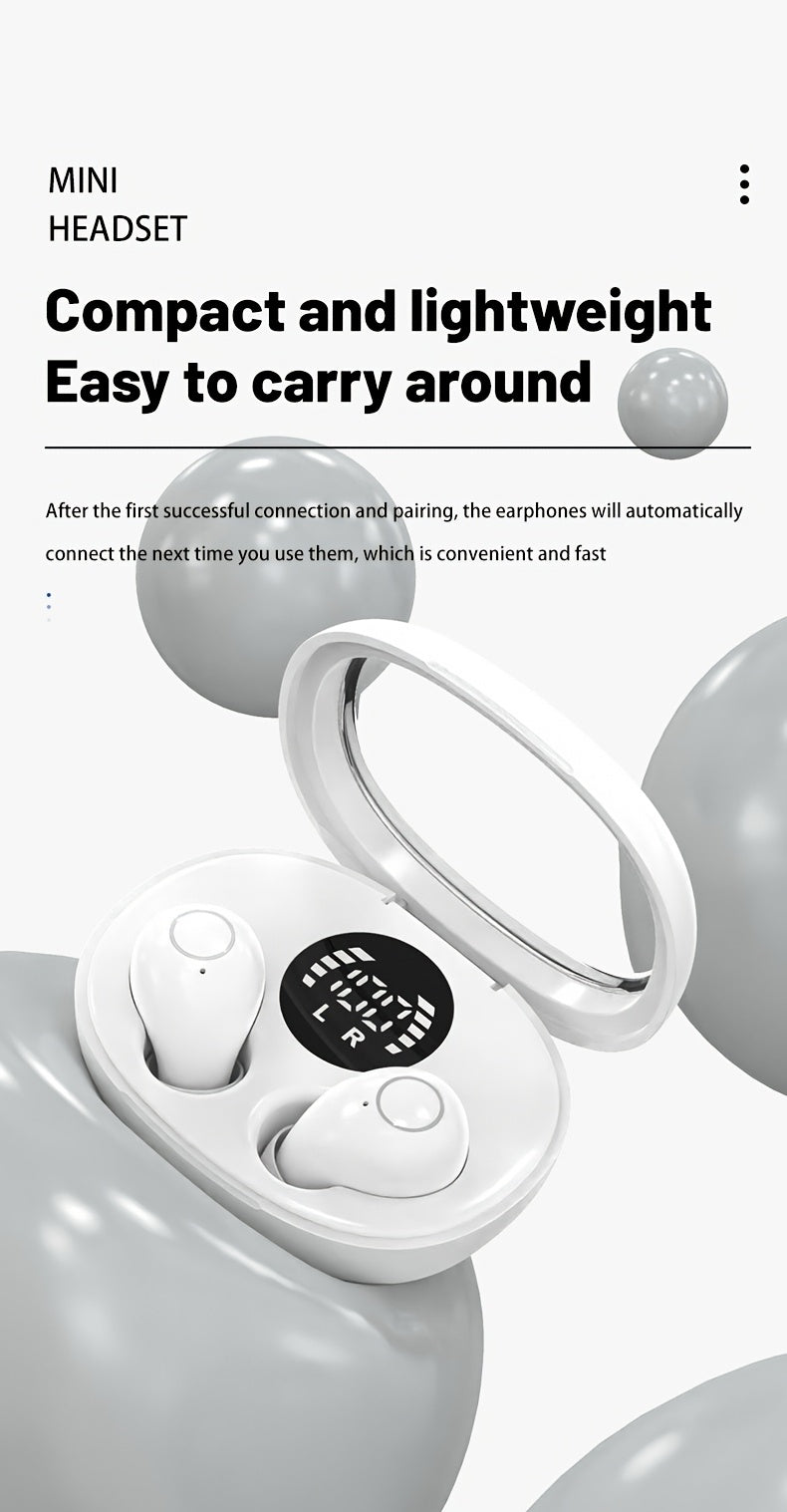 MSHUKCOE Ultra Compact Mini Wireless In Ear Wireless Earphones 5.4- True Wireless, Noise Cancelling, High Fidelity Sound Quality, All Day Invisible Design, Touch Control, USB-C Charging, Choice For Running And Sleeping, Compatible With All Phones