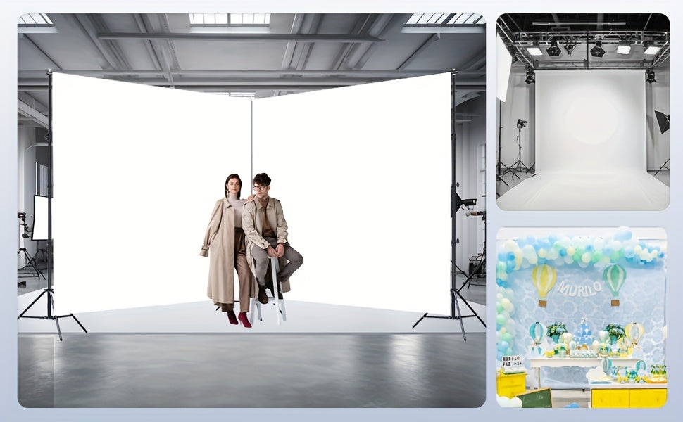 BEIYANG10 X 20ft Adjustable Photo Backdrop Stand Kit, Durable Iron Construction with Carrying Bag, Clamps - Ideal for Photography, Video Studios, Birthday Parties & Display Stands