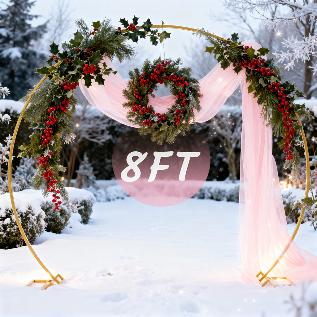 8ft Balloon Wedding Arch Round Background Stand & Square Arch Backdrop Stand, Reusable Event Decoration, Perfect For Weddings, Valentine'S Day, Birthdays, Parties, Friends' Gatherings, Christmas, And Garden Decoration