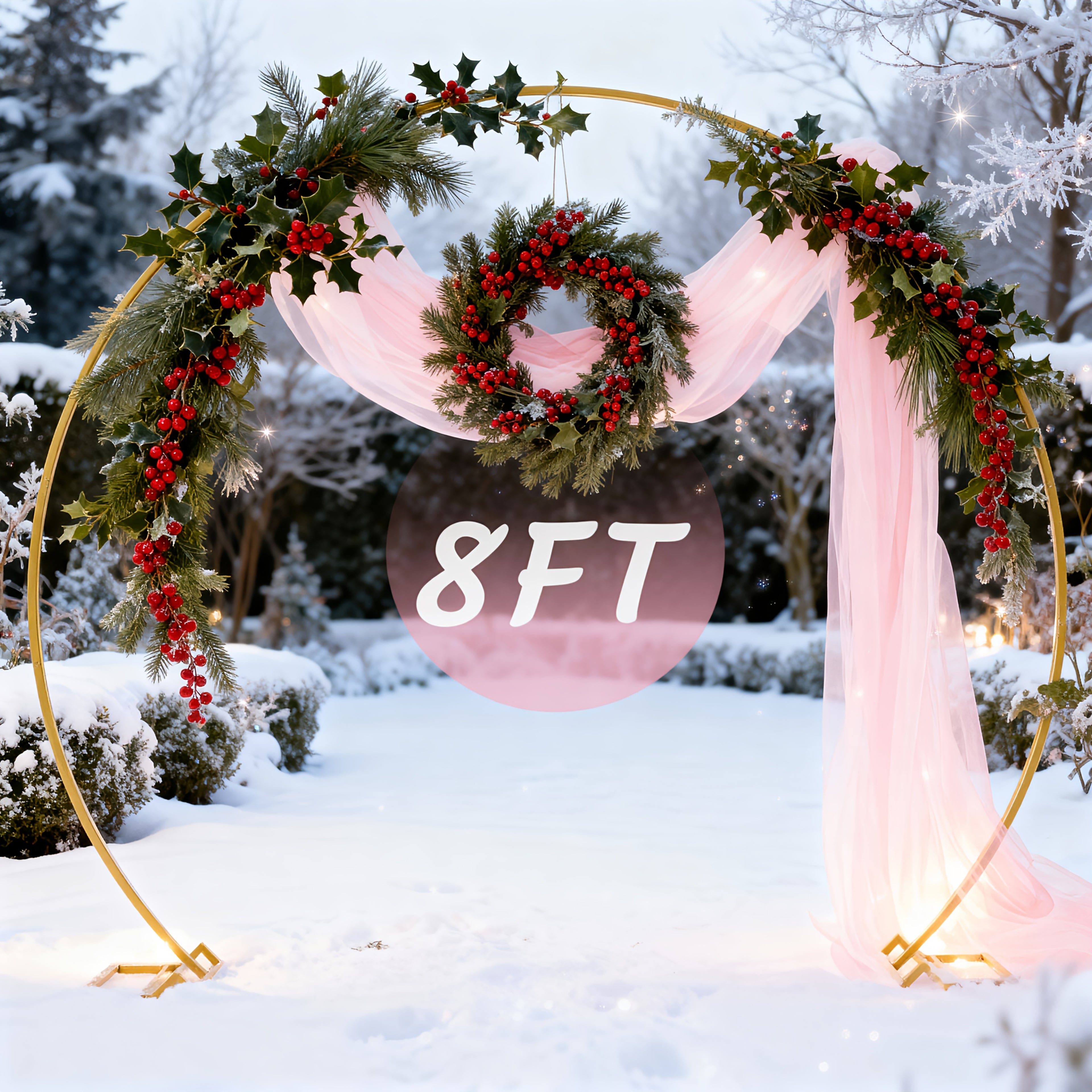 8ft Balloon Wedding Arch Round Background Stand & Square Arch Backdrop Stand, Reusable Event Decoration, Perfect For Weddings, Valentine'S Day, Birthdays, Parties, Friends' Gatherings, Christmas, And Garden Decoration