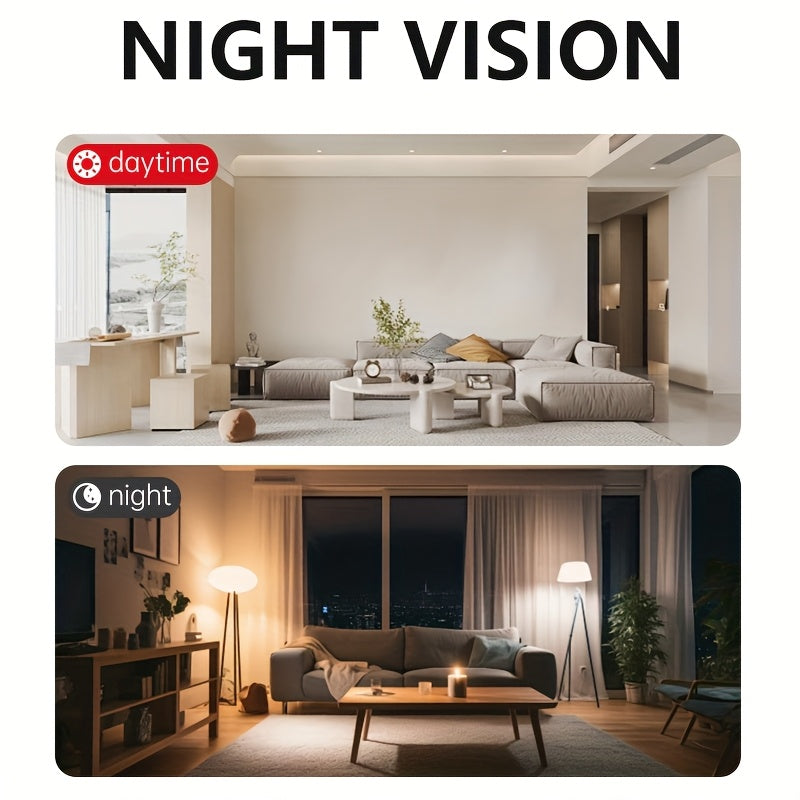 2K Mini Wireless Security Camera with 2.4G Wifi And Night Vision, Continuous Video Recording, Magnetic Mount Home Security Camera - Indoor Surveillance for Baby/Pet Monitoring, Usb/Battery Powered Compact Design, SD Card/Cloud Storage