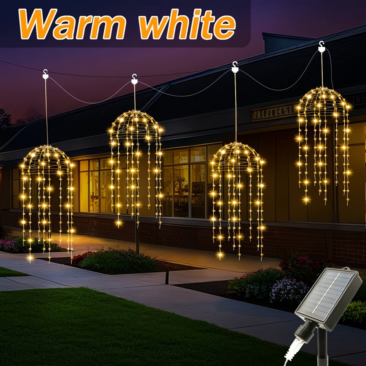 [Wedding, Valentine's Day] 4pcs Solar LED Lights, Wire Hanging Jellyfish Lights, 8 Modes, Outdoor Home Garden Decoration, Wedding, Valentine's Day, Outdoor Decoration, Creating Atmosphere For Courtyards, Bars, And Events, Holiday Decorative Lights | Hangi
