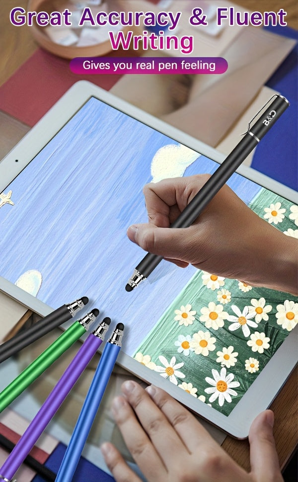 [6pcs 2-in-1 Stylus Set] MEKO 6pcs 2-in-1 Capacitive Stylus/Styli with 30 Extra Replaceable Soft Rubber Tips | Universal Touch Screen Pen for All Tablets/Cell Phones | July 4th Gifts