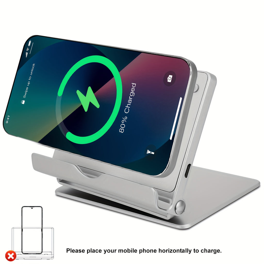 15W Wireless Fast Charger Phone Holder, 360° Rotatable Zinc Alloy Hands-Free Phone Stand, Compatible with Google Pixel 9 Pro XL 8a 8 Pro 7a 7 Pro 6 Pro, Android Phone Wireless Charger Stand, Compatible with Samsung Galaxy S24 Ultra S23 S22, iPhone 16