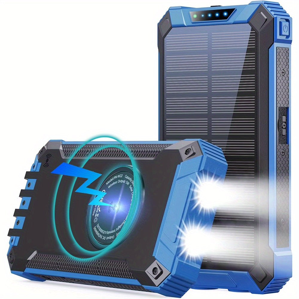 Solar Mobile Power Bank Magnetic Wireless Charger 40000/28800mAh Built-in 4 Cables Six Outputs 15W Fast Charging Mobile Power Bank Suitable for All Mobile Devices Three Inputs with Dual Flashlights Solar Portable Charger, The Best Gift for Hallowmas