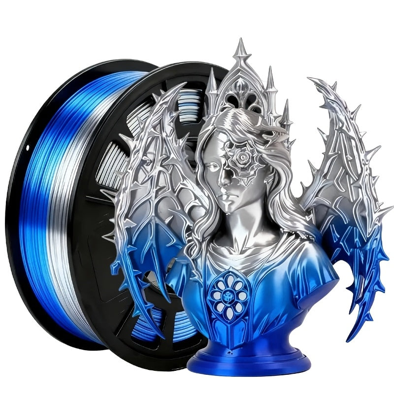 Dual-Color 3D Printing Filament PLA Material, PLA 250G, Diameter 1.75Mm +/- 0.02Mm High Precision, Suitable for Most 3D Printers, Vacuum Packaging, Smooth Printing, Reliable Quality, Suitable for Beginners And Hobbyists