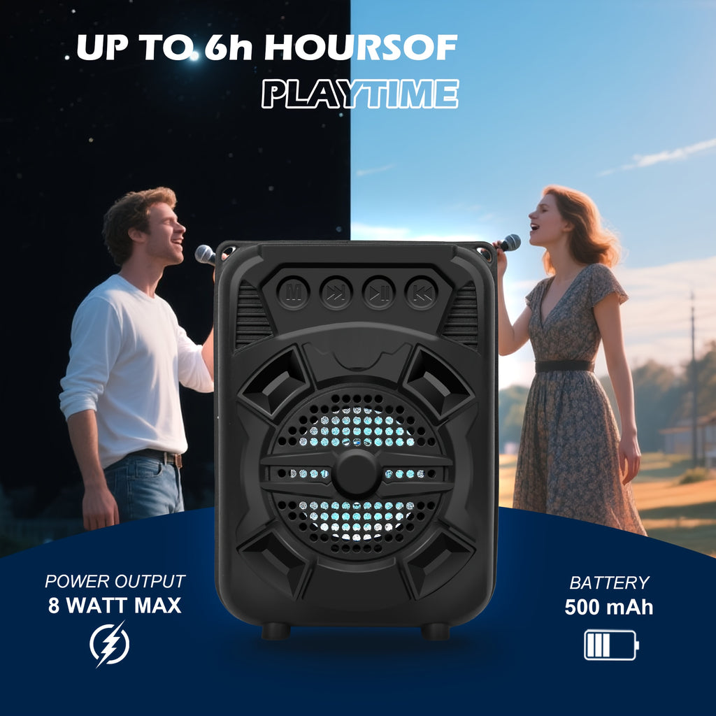 Wireless Speakers, Loud Sound, Wireless Stereo, High Quality, Extra Bass, LED Light, Portable Compact Speaker for Shower, Outdoor, Beach, Home, 10 Hours Playtime. Gifts for Men And Women