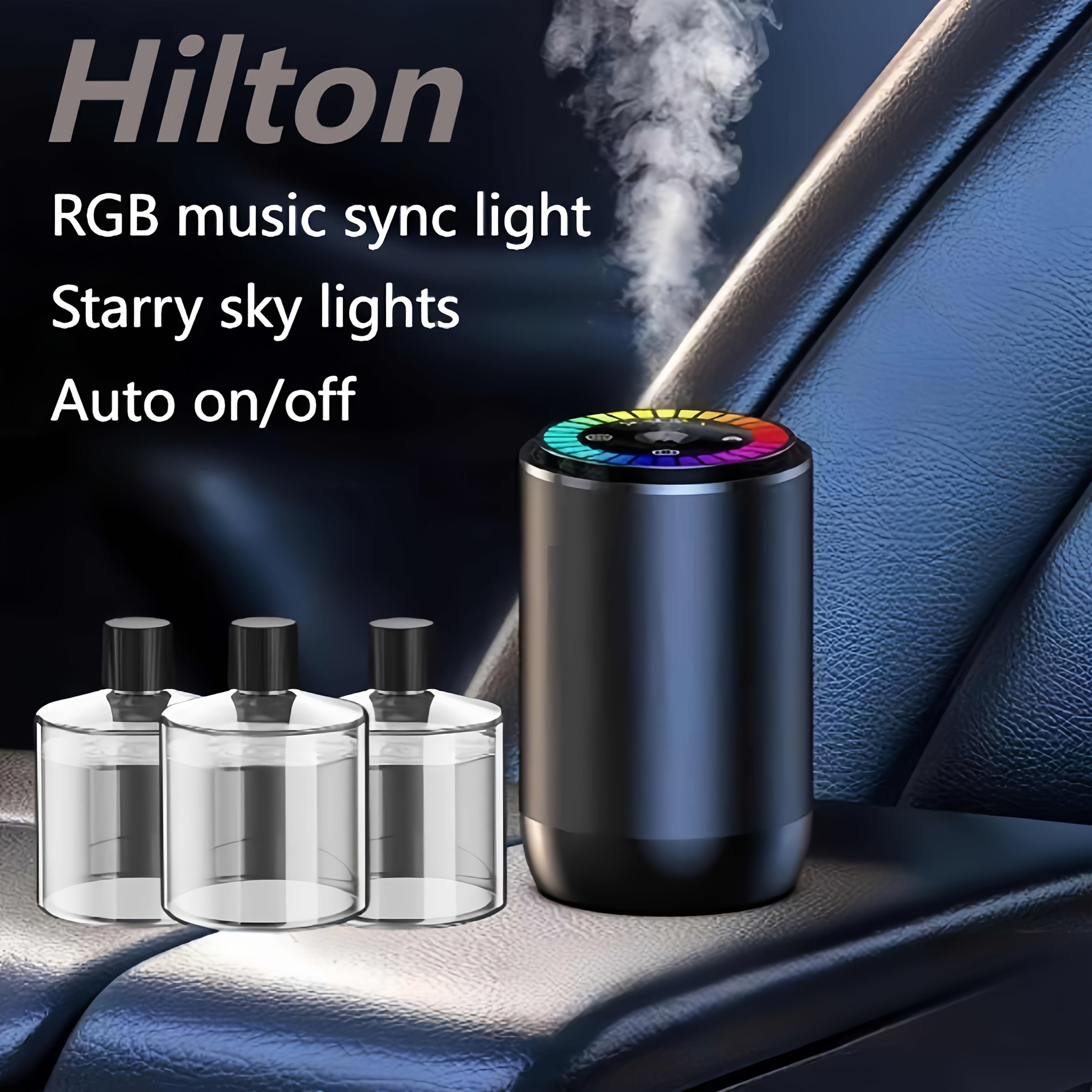 [Car Additions] Smart Car Aromatherapy Diffuser, Dynamic Light Show And Starry Sky Top Mode, Natural French Scented Essential Oil/Perfume, Adjustable Fragrance Concentration, Essential Oil Diffuser, Long-Lasting Freshness, Cologne Scent