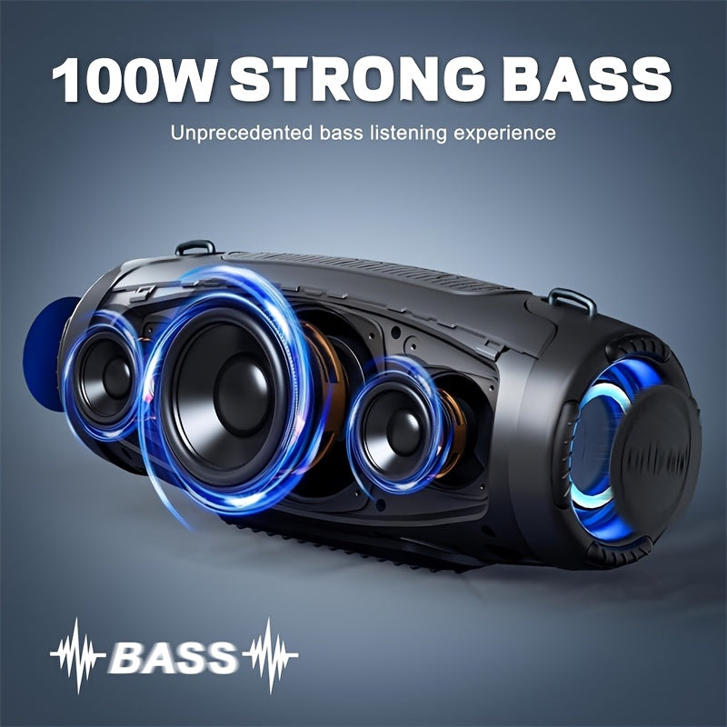 Ortizan 100W Wireless Speaker - Powerful Sound & Deep Bass, Portable Wireless, IPX7, Subwoofer Amplifier, 12H Playtime, EQ, USB, LED Light - Outdoor Subwoofer Boombox Party, Camping.Valentine'S Day Gift, Fathersdaygift, Christmas Gift