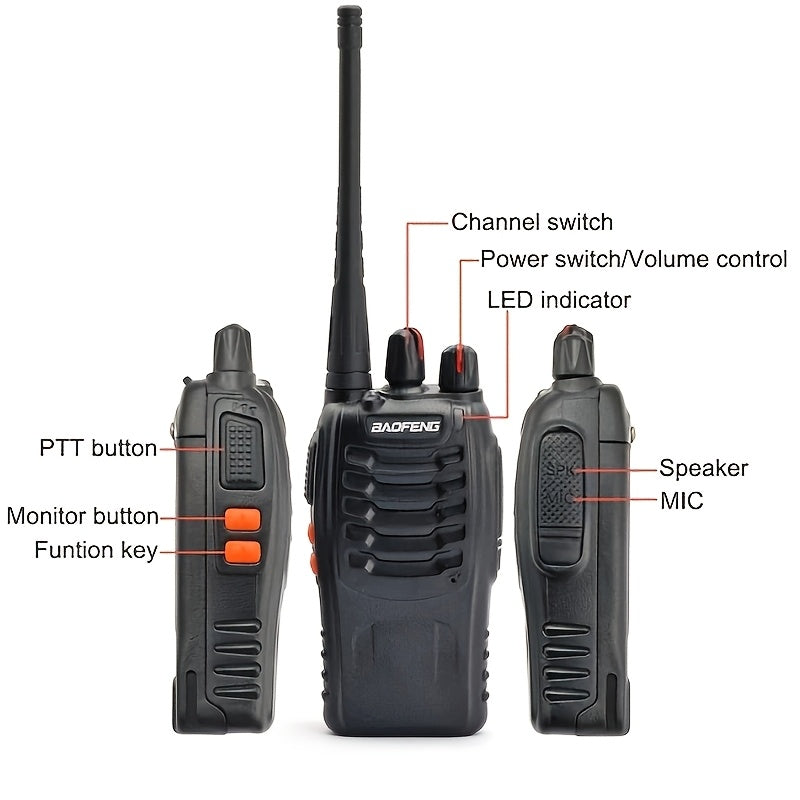 2/4/6/8/10/12pcs Baofeng 16CH UHF Walkie Talkies, 5W Two-Way Radios with USB Rechargeable Battery, 1500mAh, High-Fidelity Sound, LCD Display, for Outdoor Sports And Emergency Communication, Emergency Radios | Sleek Modern Design | Durable Build