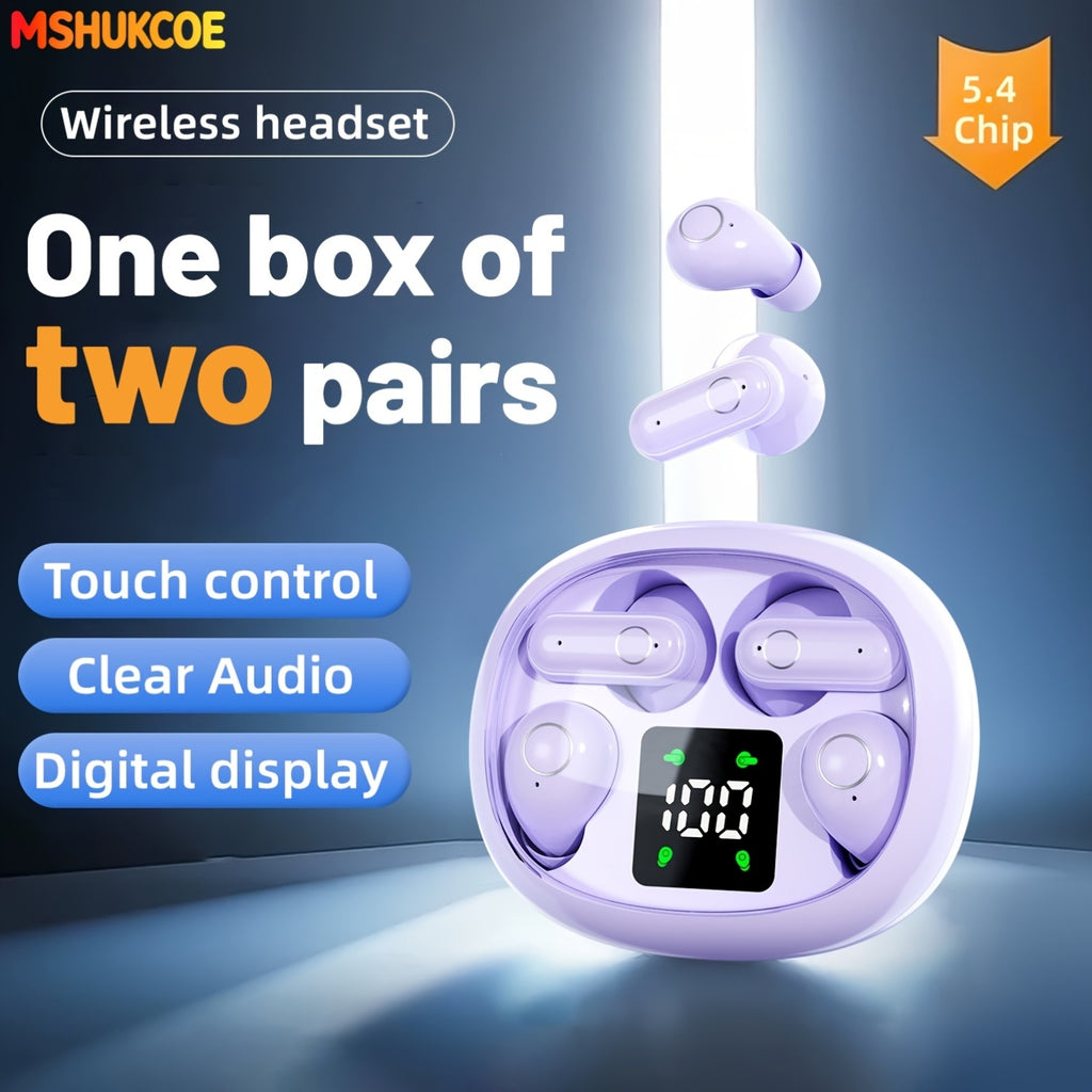 MSHUKCOE 2in1 Wireless Wireless Headphones, Mini Invisible Sleep Earbuds, Sports Noise Cancelling Earphones Comfortable To Wear, Low Bass 6D Sound Effect HIFI Music, For Leisure, Office, And Classroom, Long Battery Life, Suitable For Birthday Gifts