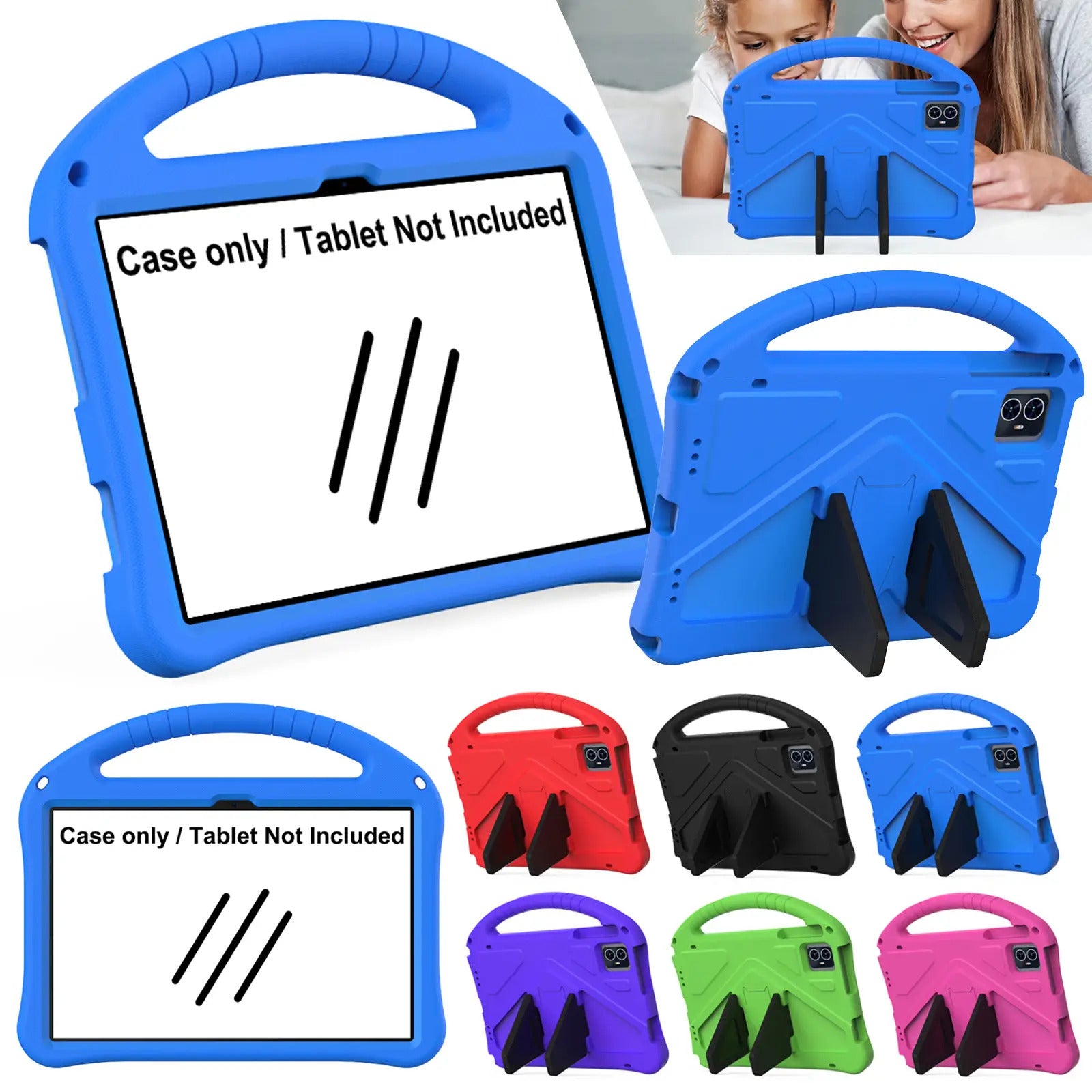 1 X Suitable for T-Mobile Revvl Tab 2(2025) 10.1inch Tablet Case with Stand and Handle- Shockproof EVA and PC Hybrid Shell, Skin-Friendly Pink/Blue/Green/Red/Black, Compatible with T-Mobile Revvl Tab 2 5G, Heavy-Duty Case for Travel and Gaming