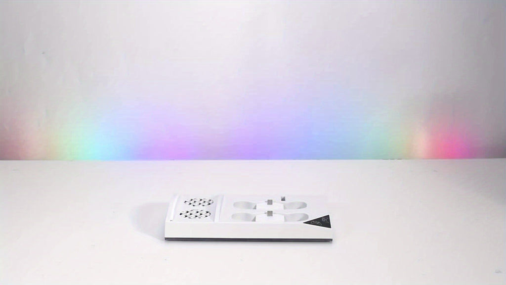 [RGB Cooling Fan Stand] Upgrade RGB Cooling Fan Stand for Xbox Series S Console With 15 Colorful Lights, Dual Controller Charging Station & Cooler Base System for Xbox Series S With 2 * 1400Mah Rechargeable Battery