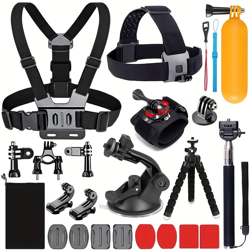 A Comprehensive 21-In-1 Accessory Set for Action Cameras, Suitable for Gopro Hero Models 12 Through 4, As Well As Session, Fusion, Insta360, DJI, SJCAM, APEMAN, AKASO, And Various Other Camera Brands